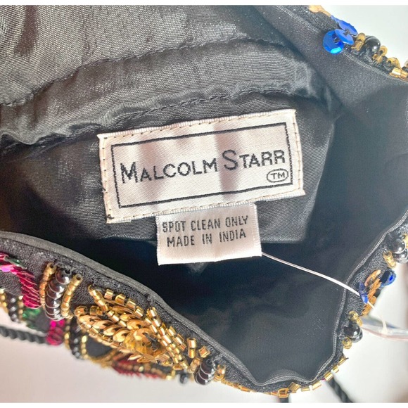 Vintage Malcolm Starr Double Drawstring Purse Bag Beaded Sequins Embellished DR1 - Picture 2 of 8